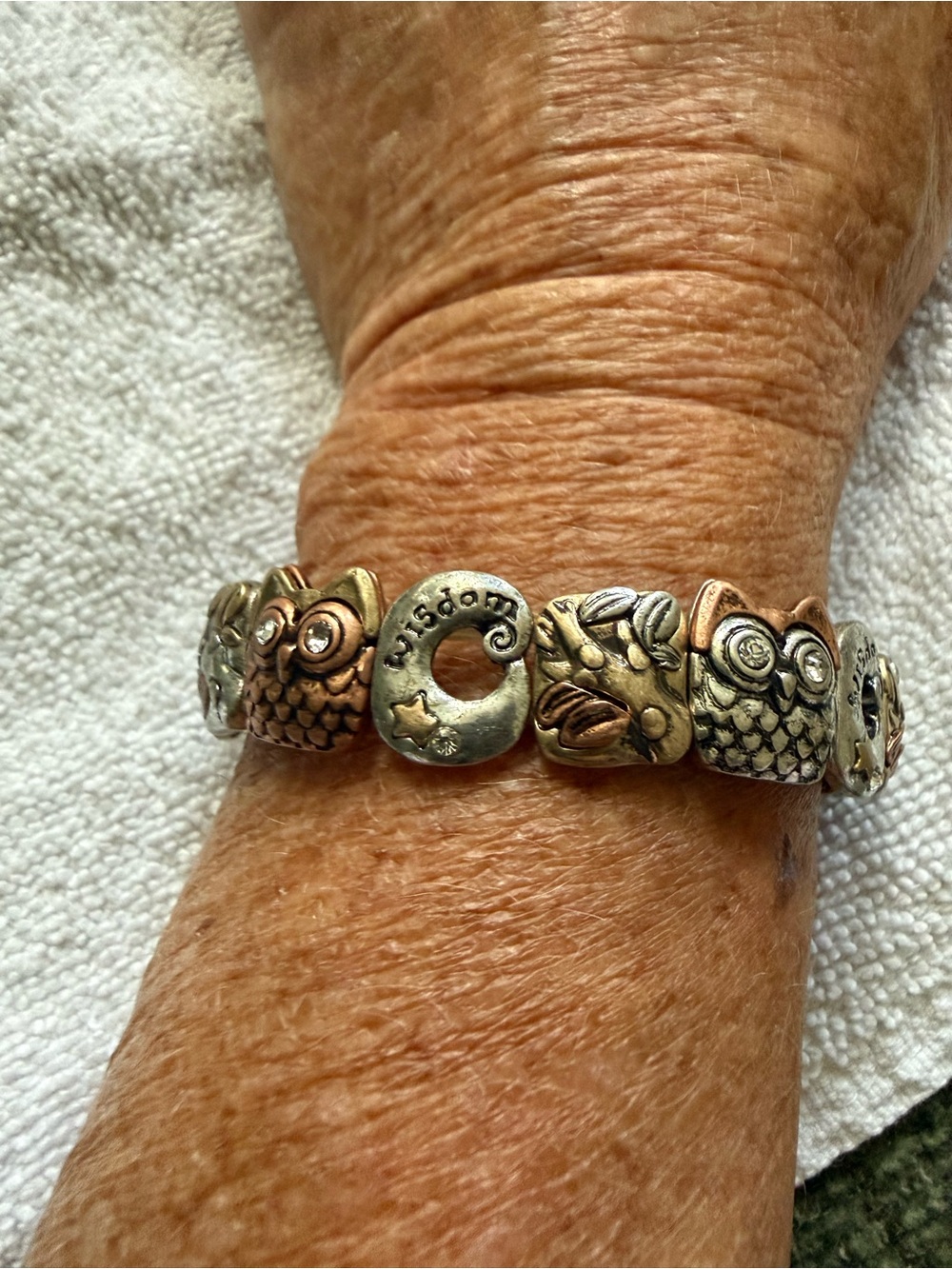 Owl Charm Silver-Tone Bracelet - Mixed Metal Accent